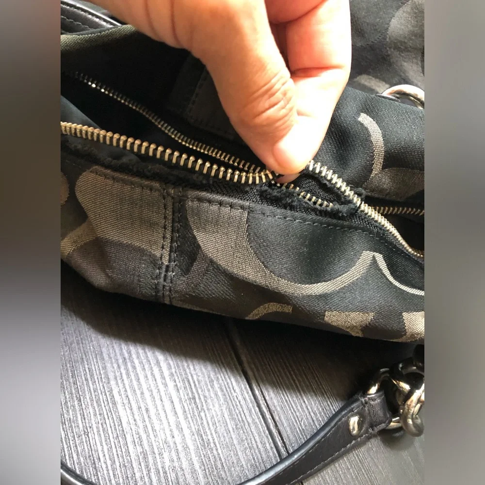 Coach Black & Gray Signature Shoulder Bag